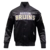 Boston Bruins Pro Standard Black Classic Satin Varsity Jacket 1