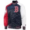 Boston Red Sox Starter Reliever Full Snap Navy Satin Varsity Jacket 1