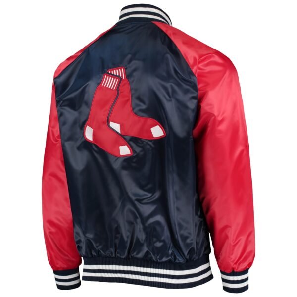 Boston Red Sox Starter The Lead Off Hitter Full Snap Satin NavyRed Varsity Jacket 2