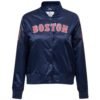 Boston Red Sox Womens Pro Standard Team Players Navy Full Snap Satin Varsity Jacket 1