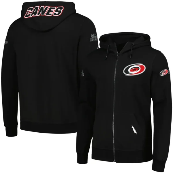 Carolina Hurricanes Pro Standard Classic Chenille Full Zip Black Hooded Jacket 3