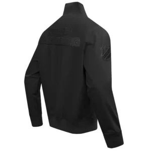 Chicago Blackhawks Pro Standard Neutral Twill Black Full Zip Satin Varsity Jacket 3