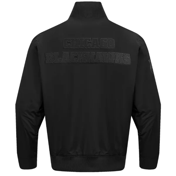 Chicago Blackhawks Pro Standard Neutral Twill Black Full Zip Satin Varsity Jacket 4
