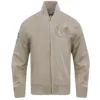 Chicago Blackhawks Pro Standard Neutral Twill Taupe Full Zip Satin Varsity Jacket 1