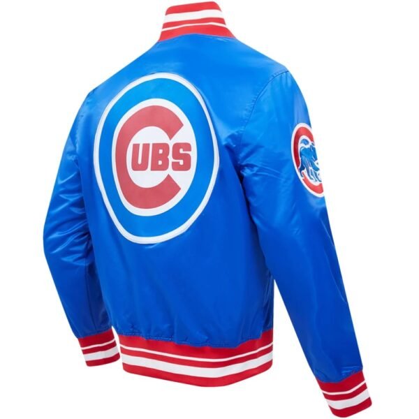 Chicago Cubs Pro Standard Blue Rib Knitted Satin Varsity Jacket 3