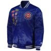 Chicago Cubs Starter Patches Blue Full Snap Satin Varsity Jacket 1