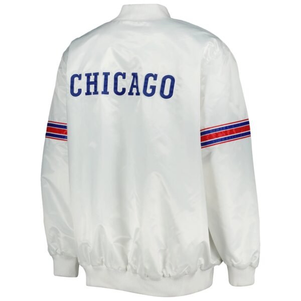 Chicago Cubs Starter Power Forward White Full Snap Satin Varsity Jacket 2