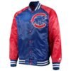 Chicago Cubs Starter The Lead Off Hitter Royal Red Full Snap Satin Varsity Jacket 1