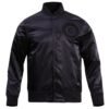 Chicago Cubs Triple Black Full Snap Satin Varsity Jacket 1