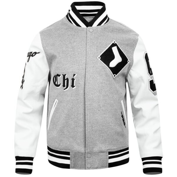 Chicago White Sox Baseball Team Players Varsity Jacket Grey White 1