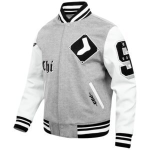 Chicago White Sox Baseball Team Players Varsity Jacket Grey White 2