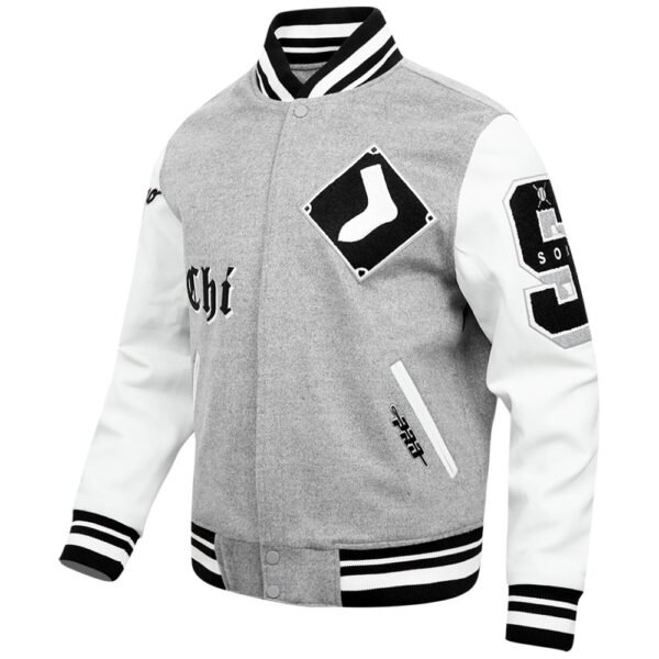 Chicago White Sox Baseball Team Players Varsity Jacket Grey White 2