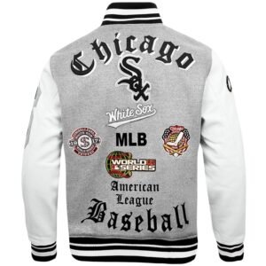Chicago White Sox Baseball Team Players Varsity Jacket Grey White 3
