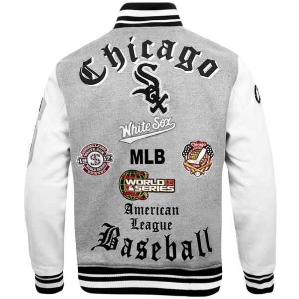 Chicago White Sox Baseball Team Players Varsity Jacket Grey White 3