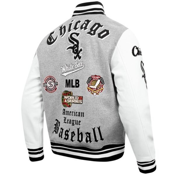 Chicago White Sox Baseball Team Players Varsity Jacket Grey White 4