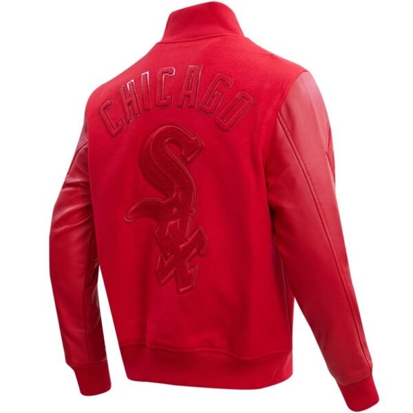 Chicago White Sox Classic Triple RedRed Wool Leather Varsity Jacket 2