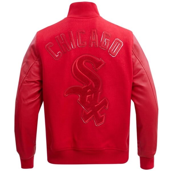 Chicago White Sox Classic Triple RedRed Wool Leather Varsity Jacket 3