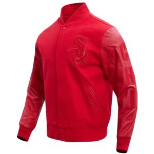 Chicago White Sox Classic Triple RedRed Wool Leather Varsity Jacket 4