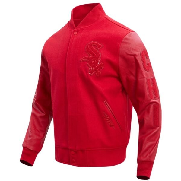 Chicago White Sox Classic Triple RedRed Wool Leather Varsity Jacket 4