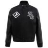 Chicago White Sox Classic Womens BlackBlack Wool Leather Varsity Jacket 1