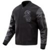 Chicago White Sox Pro Standard Triple Black Wool Leather Varsity Jacket 1
