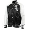 Chicago White Sox Starter The Lead Off Hitter Black White Full Snap Satin Varsity Jacket 1