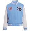 Chicago White Sox Womens Pro Standard Blue Wool Leather Varsity Jacket 1