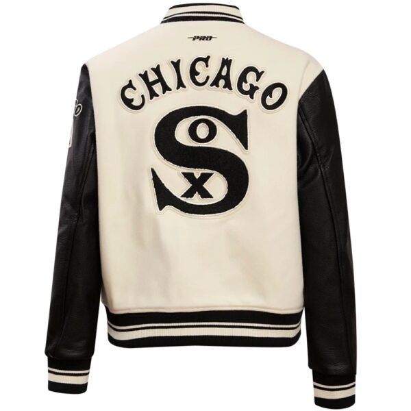 Chicago White Sox Womens Rib Knitted Varsity Jacket White Black 3