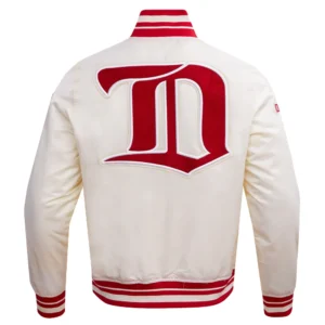 Detroit Red Wings Pro Standard Retro Cream Classic Satin Varsity Jacket 4