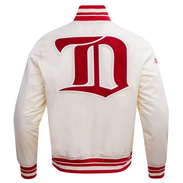 Detroit Red Wings Pro Standard Retro Cream Classic Satin Varsity Jacket 4