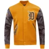 Detroit Tigers Pro Standard Classic TanBrown Wool Leather Varsity Jacket 1