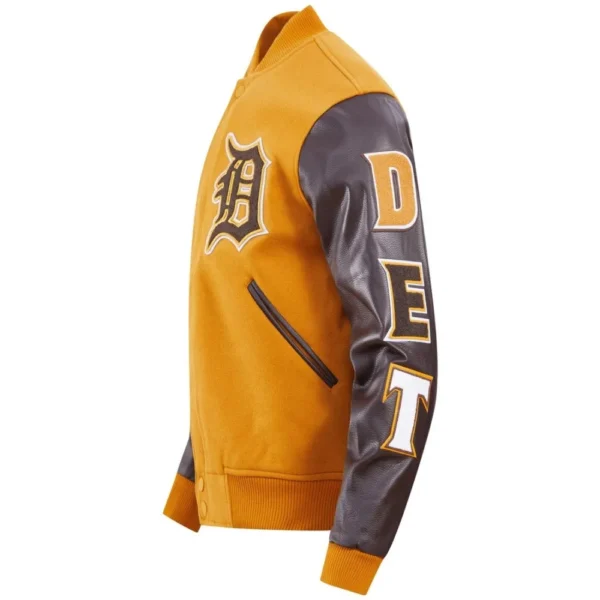 Detroit Tigers Pro Standard Classic TanBrown Wool Leather Varsity Jacket 3