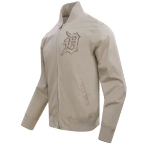 Detroit Tigers Pro Standard Full Zip Polyester Taupe Varsity Jacket 2