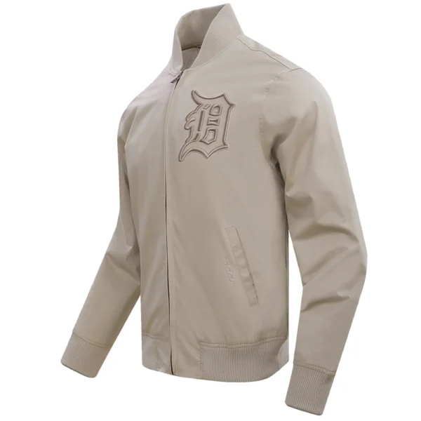 Detroit Tigers Pro Standard Full Zip Polyester Taupe Varsity Jacket 2