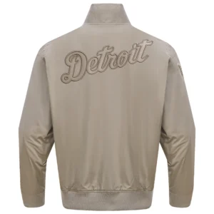 Detroit Tigers Pro Standard Full Zip Polyester Taupe Varsity Jacket 3