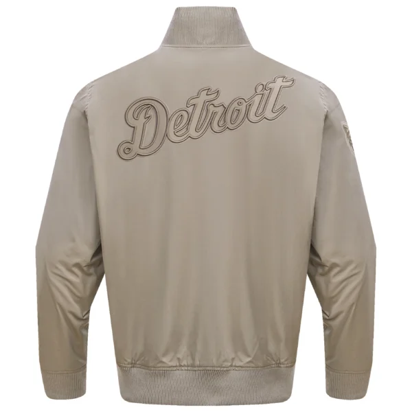 Detroit Tigers Pro Standard Full Zip Polyester Taupe Varsity Jacket 3