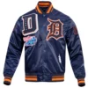Detroit Tigers Pro Standard Mash Up Navy Full Snap Satin Varsity Jacket 1
