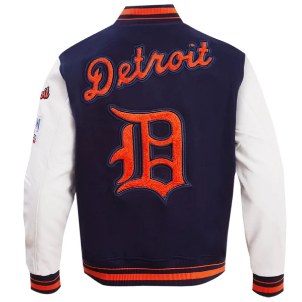 Detroit Tigers Pro Standard Mens Retro Classic NavyWhite Rib Knitted Wool Leather Varsit 3