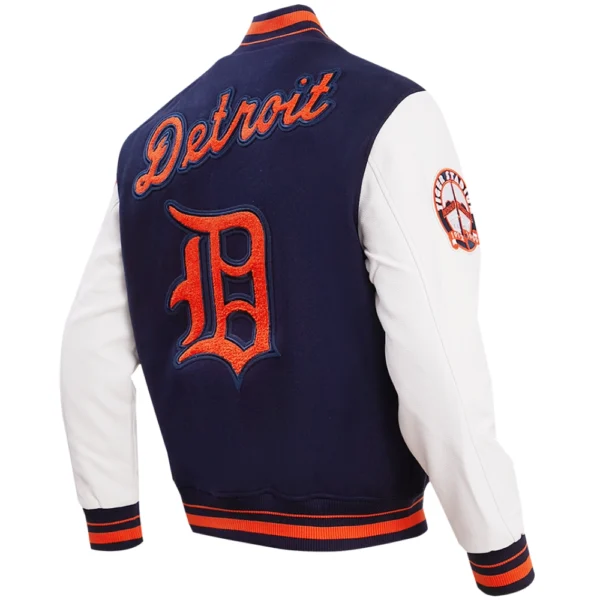 Detroit Tigers Pro Standard Mens Retro Classic NavyWhite Rib Knitted Wool Leather Varsit 4