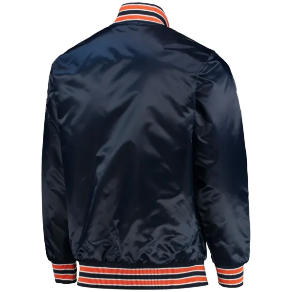 Detroit Tigers Starter The Diamond Full Snap Satin Varsity Navy Jacket 2