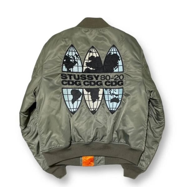 FW20 Stussy x Comme des Garcons CDG 40th Anniversary MA 1 Green Bomber Jacket 1