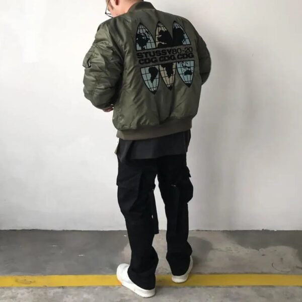 FW20 Stussy x Comme des Garcons CDG 40th Anniversary MA 1 Green Bomber Jacket 5