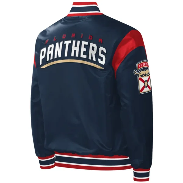 Florida Panthers Starter Force Play Satin Varsity Navy Jacket 2