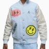 Jordan x J Balvin Sky Blue White Varsity Jacket 1