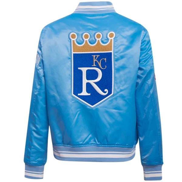 Kansas City Royals Womens Pro Standard Sky Blue Full Snap Satin Varsity Jacket 3