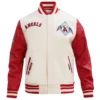 Los Angeles Angels Baseball Team Players CreamRed Wool Leather Varsity Jacket 1