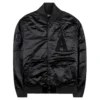 Los Angeles Angels Pro Standard Full Snap Satin Varsity Jacket Triple Black 1