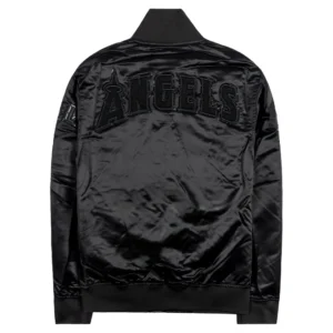 Los Angeles Angels Pro Standard Full Snap Satin Varsity Jacket Triple Black 2