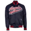 Los Angeles Angels Pro Standard Script Tail Navy Full Snap Satin Varsity Jacket 1
