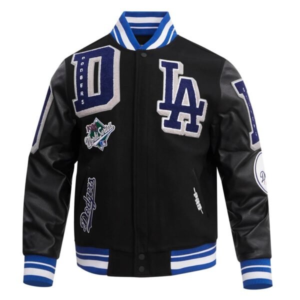 Los Angeles Dodgers Mashup Wool Leather Varsity Jacket Black 1